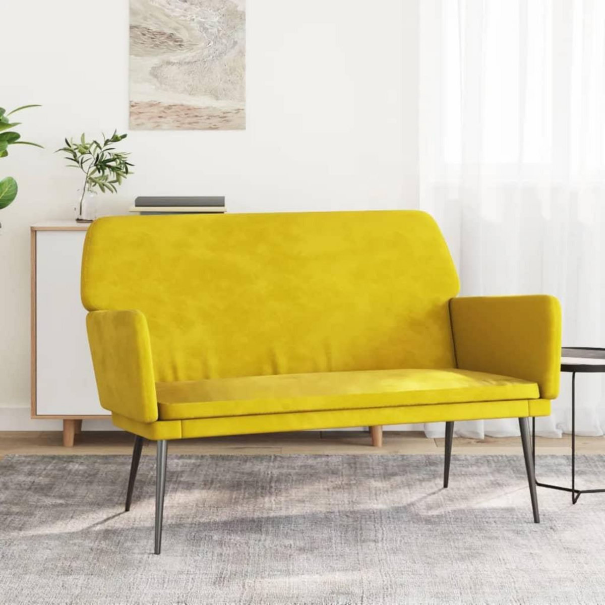 VIDAXL Banc Jaune 108x79x79 cm Velours