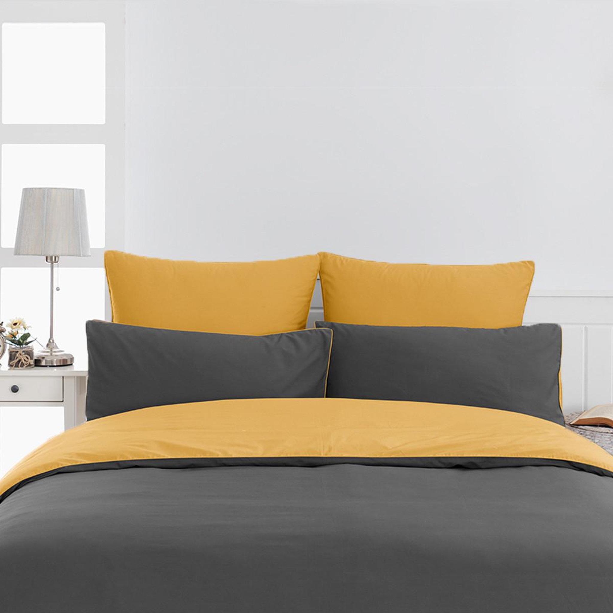 Voir la diapositive 2 : Sensei Maison Housse de couette bicolore en percale coton DOZMARY