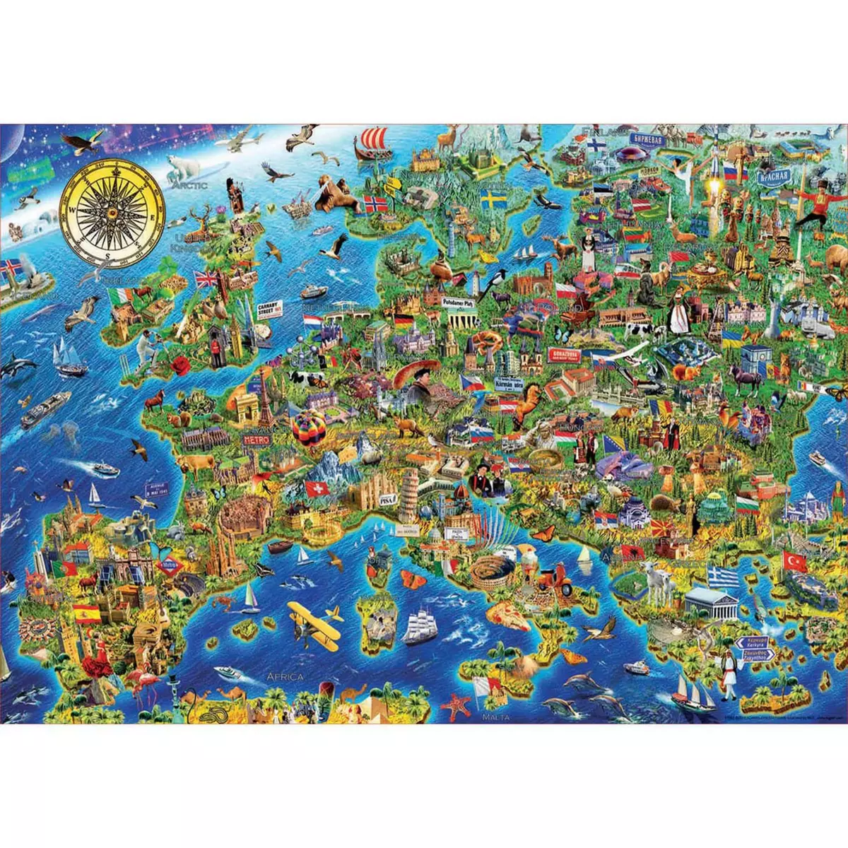 EDUCA Puzzle 500 pièces : La folle Carte d'Europe