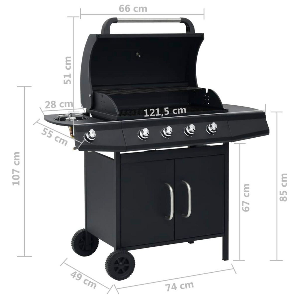 VIDAXL Barbecue a gaz 4+1 zones de cuisson Noir Acier