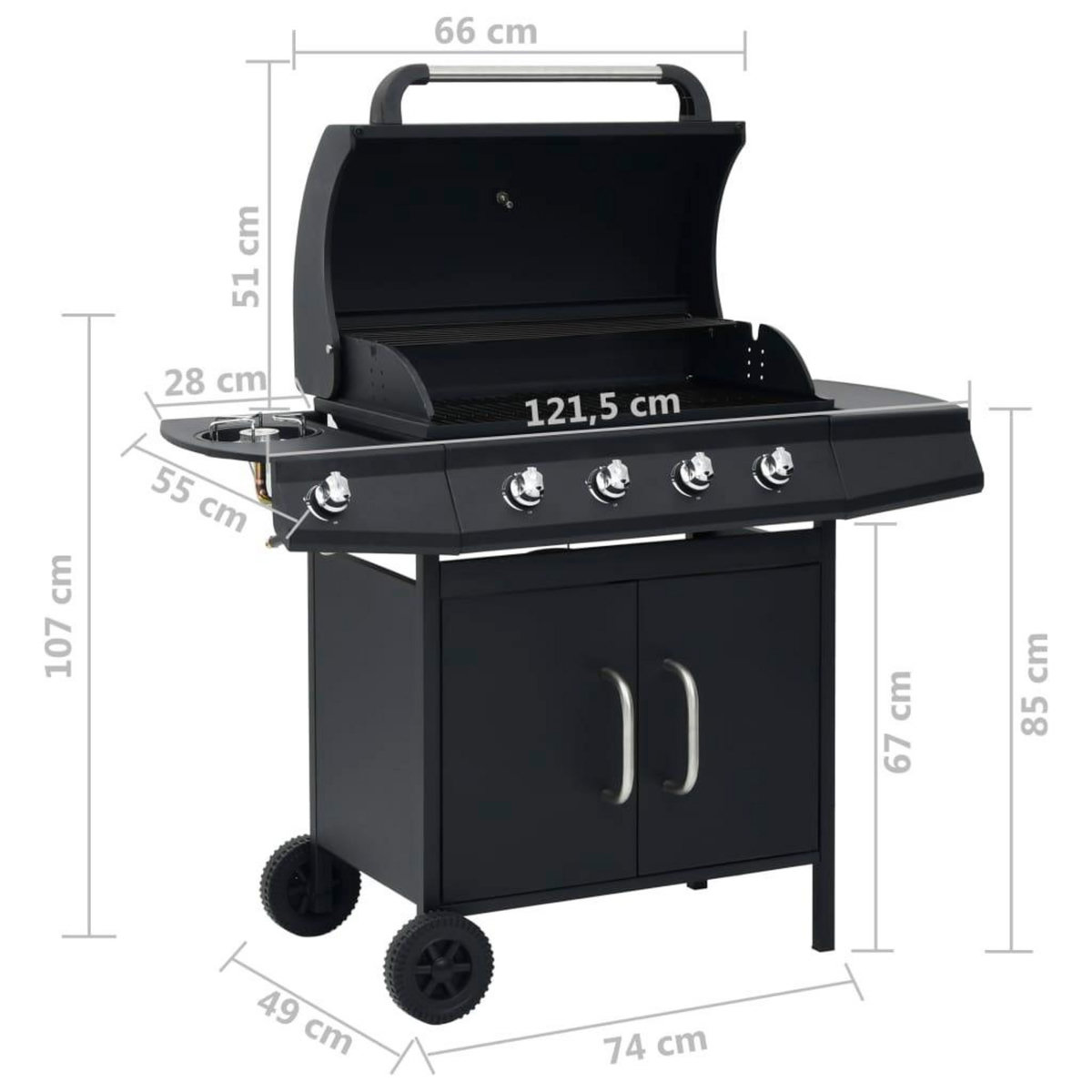 VIDAXL Barbecue a gaz 4+1 zones de cuisson Noir Acier