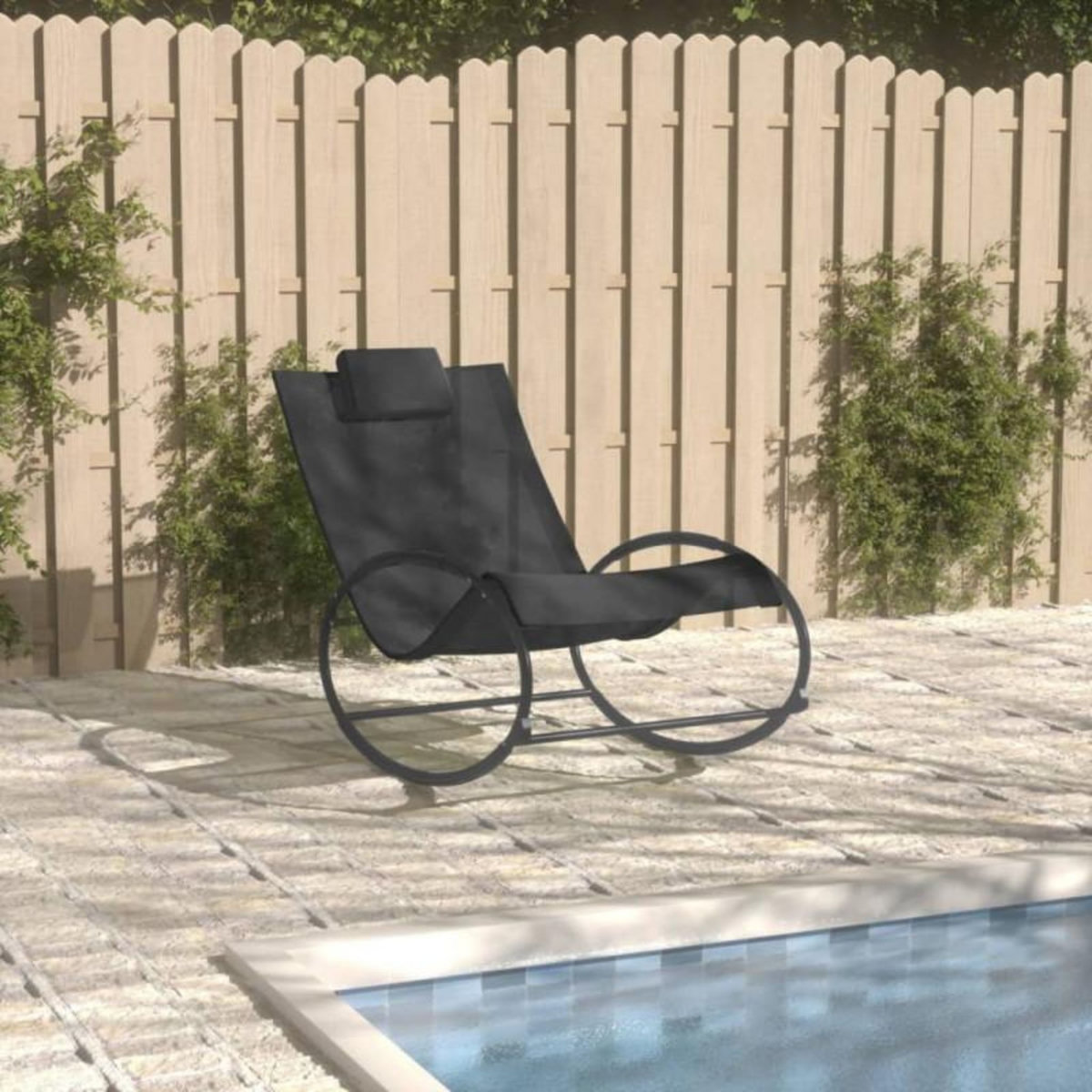 VIDAXL Chaise longue avec oreiller acier et textilène noir