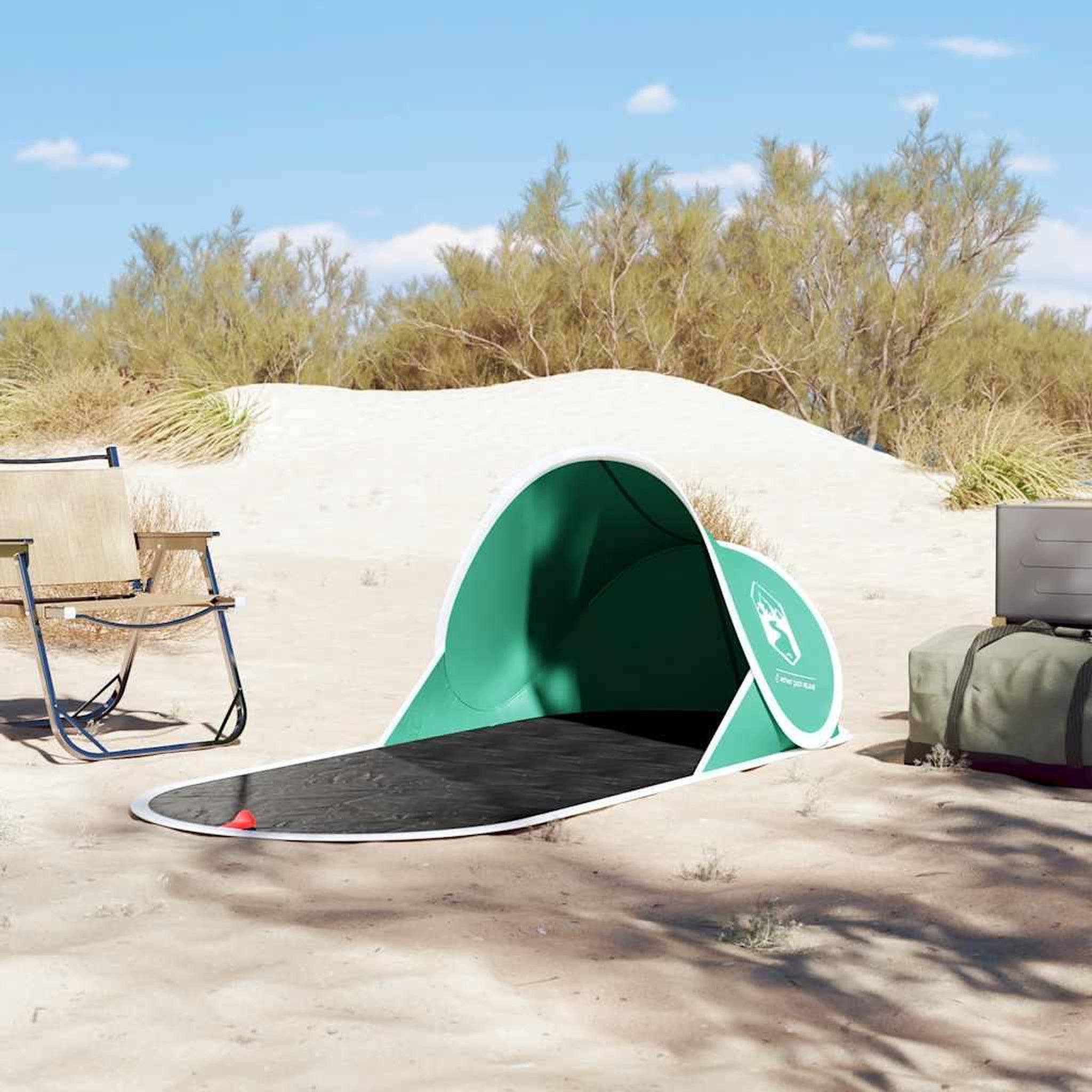 Voir la diapositive 3 : VIDAXL Tente de plage vert d'eau escamotable impermeable