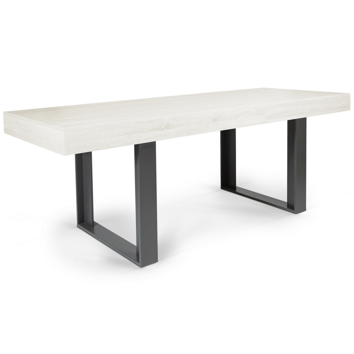 ID MARKET Table à manger extensible rectangle PHOENIX 4-8 personnes bois gris 160-200 cm