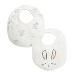 Petit Béguin Lot de 2 bavoirs bébé Hello Baby. Coloris disponibles : Beige