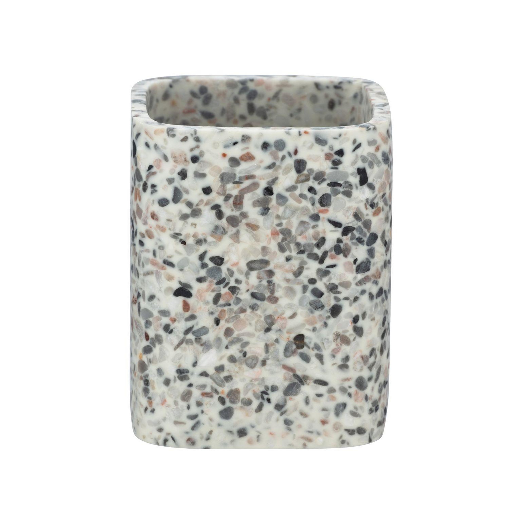 Wenko Gobelet de salle de bain design terrazzo - gris