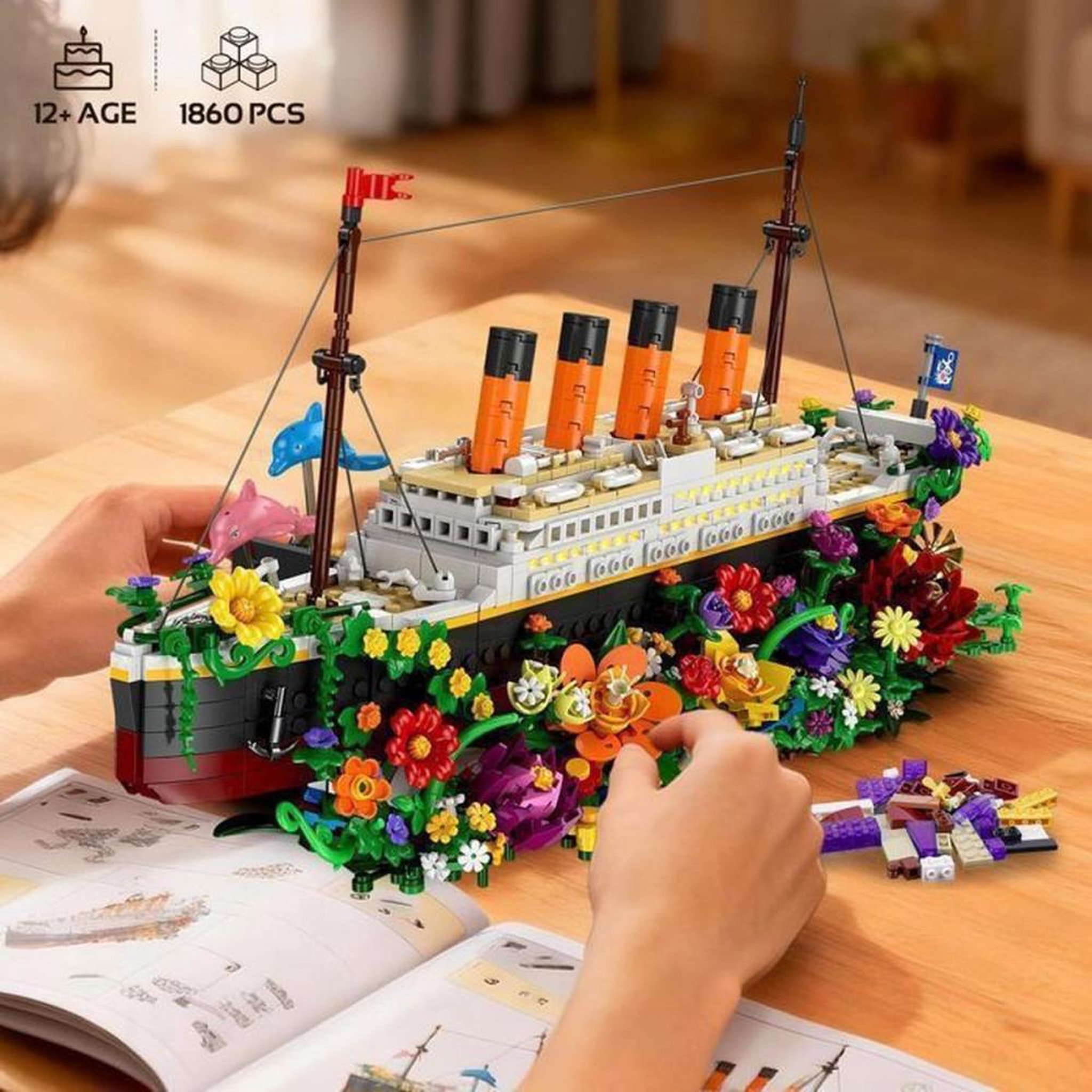 Voir la diapositive 6 : Coffret de construction maquette du Titanic double face 1860 pièces avec LED chaud et hélices arrière rotatives