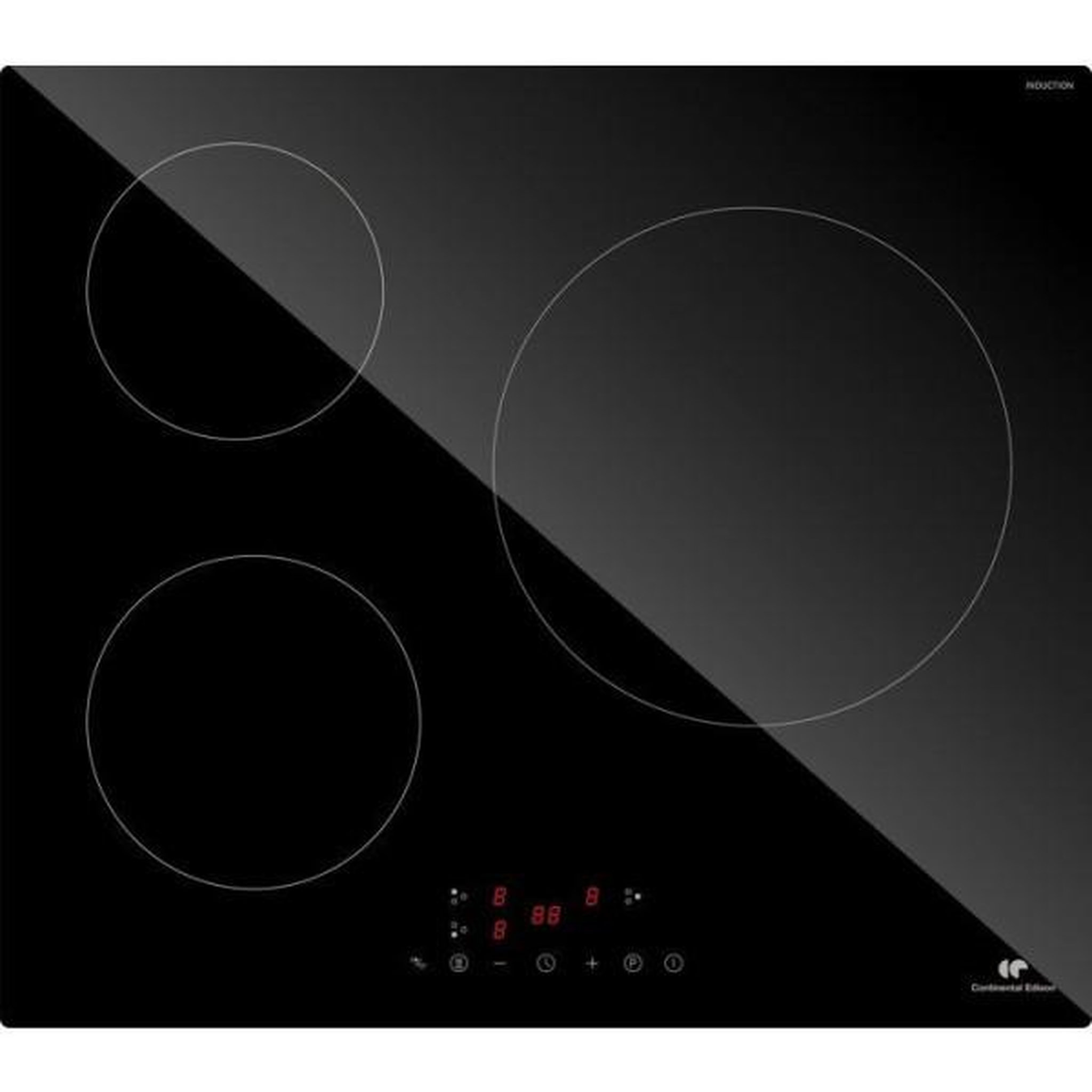 CONTINENTAL EDISON Table induction CONTINENTAL EDISON - CETI3B282 - 3 zones, 6680W - 3 boosters - 3 minuteurs - noir