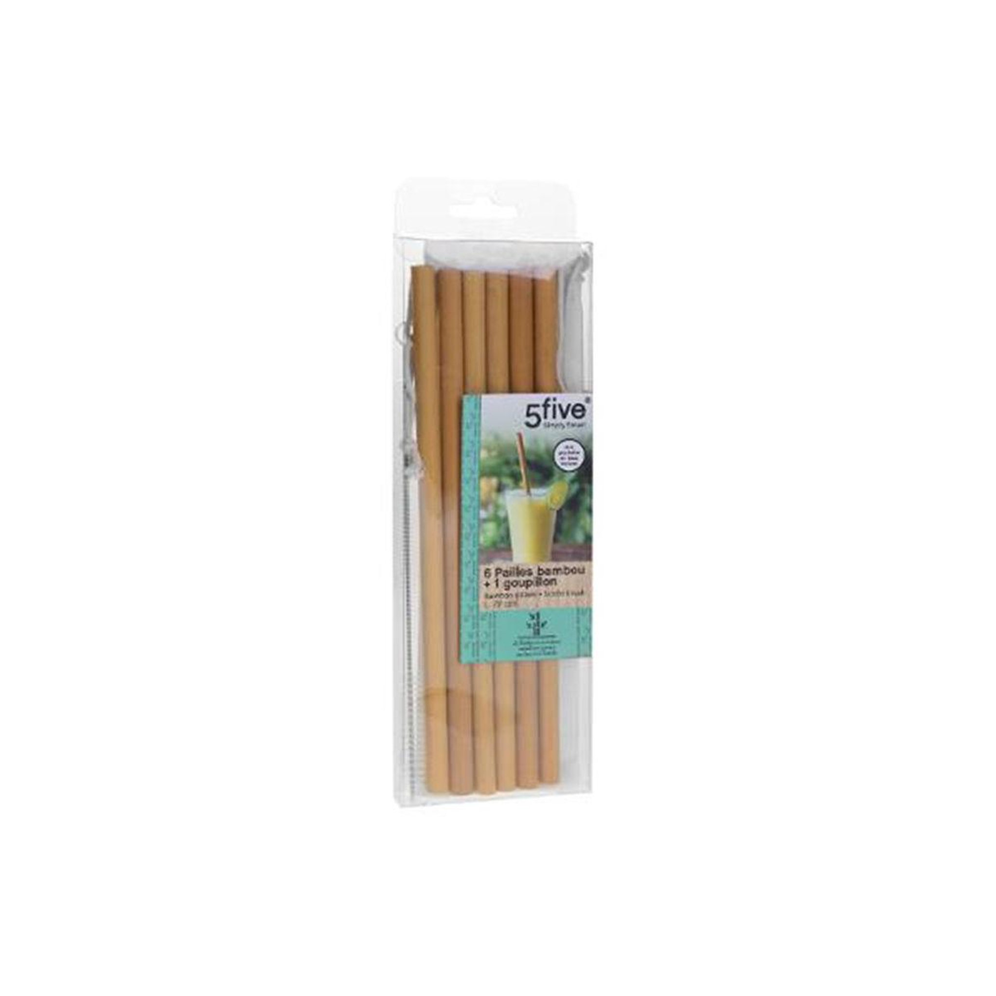 Voir la diapositive 4 : FIVE Lot de 6 pailles & accessoires  pina  22cm naturel