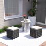 Voir la diapositive 2 : OUTSUNNY Lot de 2 poufs coffres de jardin - coussins zippés déhoussables - résine tressée aspect rotin gris
