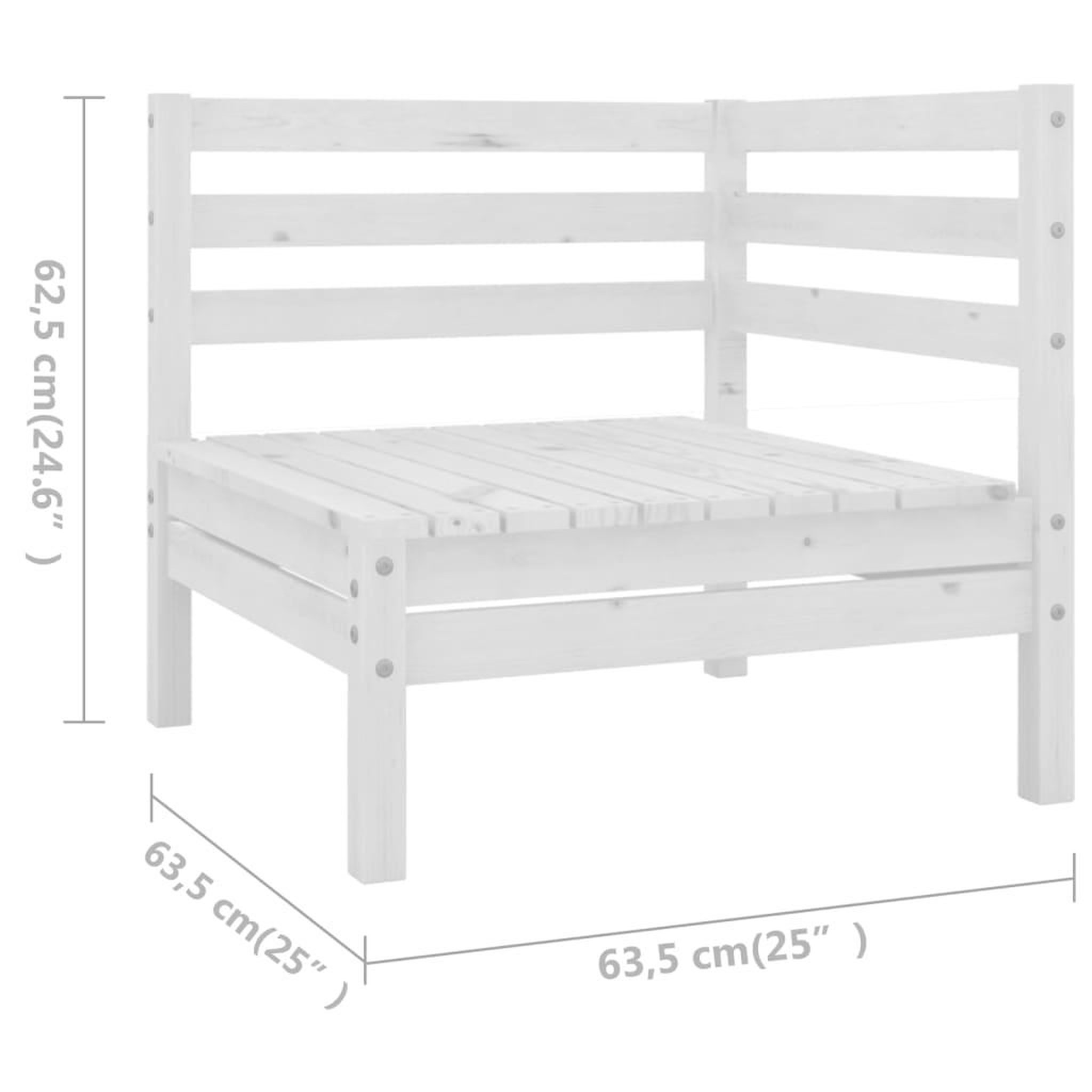 Voir la diapositive 6 : VIDAXL Salon de jardin 7 pcs Bois de pin massif Blanc
