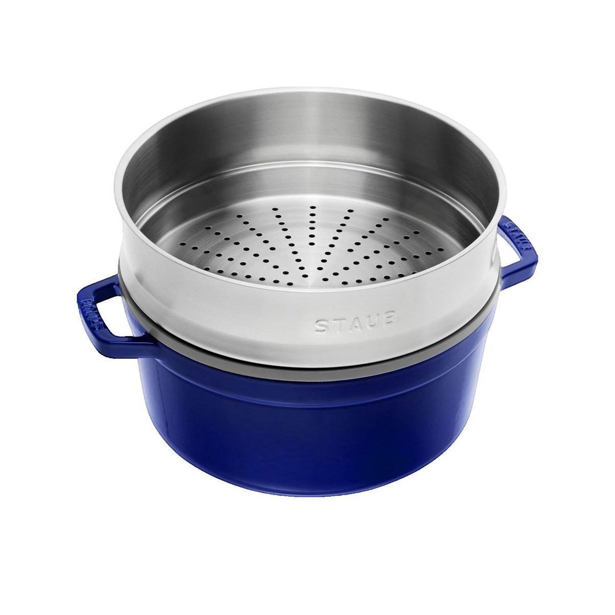 Voir la diapositive 3 : Staub Cocotte Staub 26 cm bleu intense en fonte émaillée