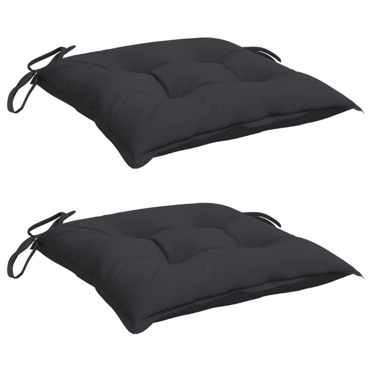 VIDAXL Coussins de chaise lot de 2 noir 40x40x7 cm tissu oxford