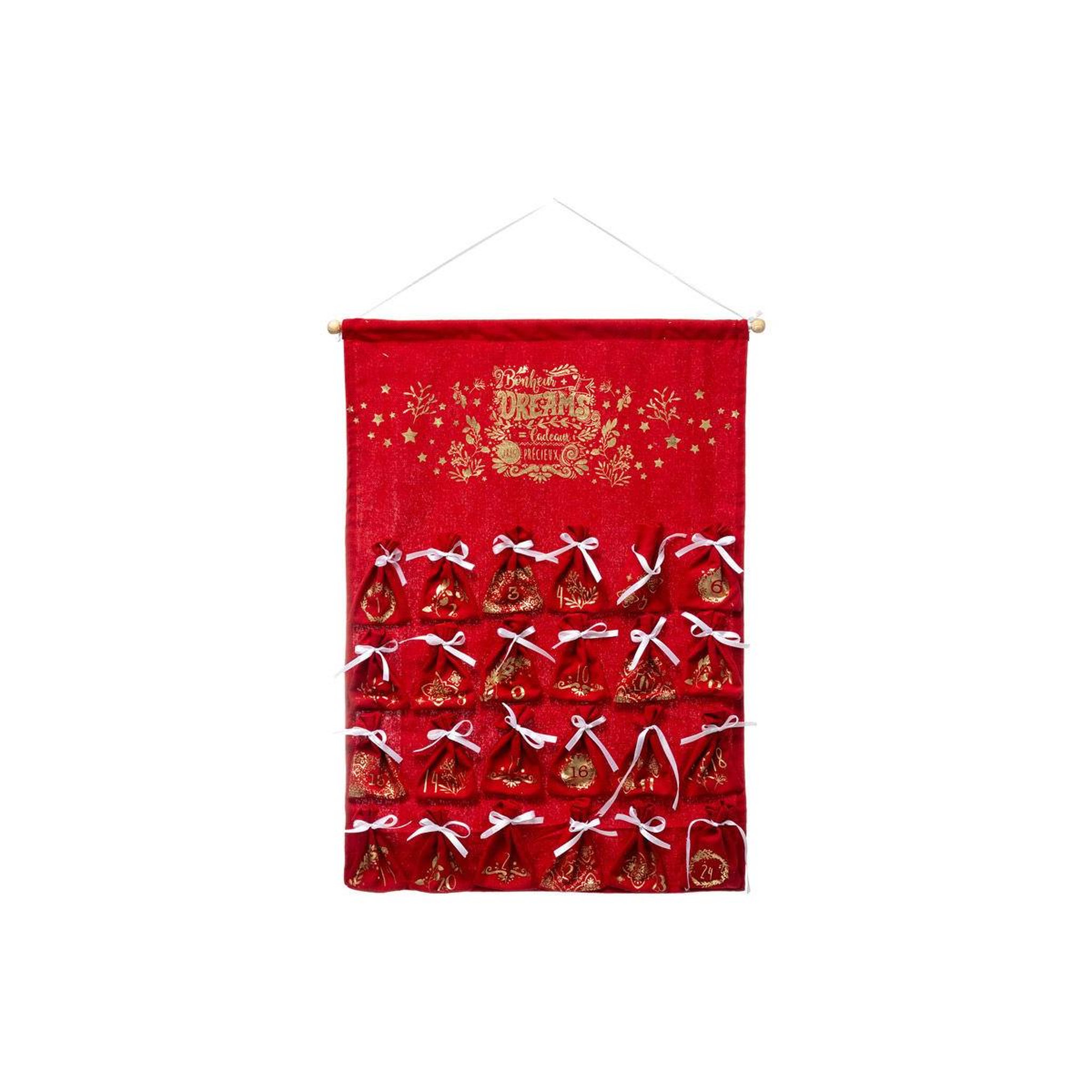 FEERIC LIGHT & CHRISTMAS Décoration de noël calendrier  vintage  65cm rouge