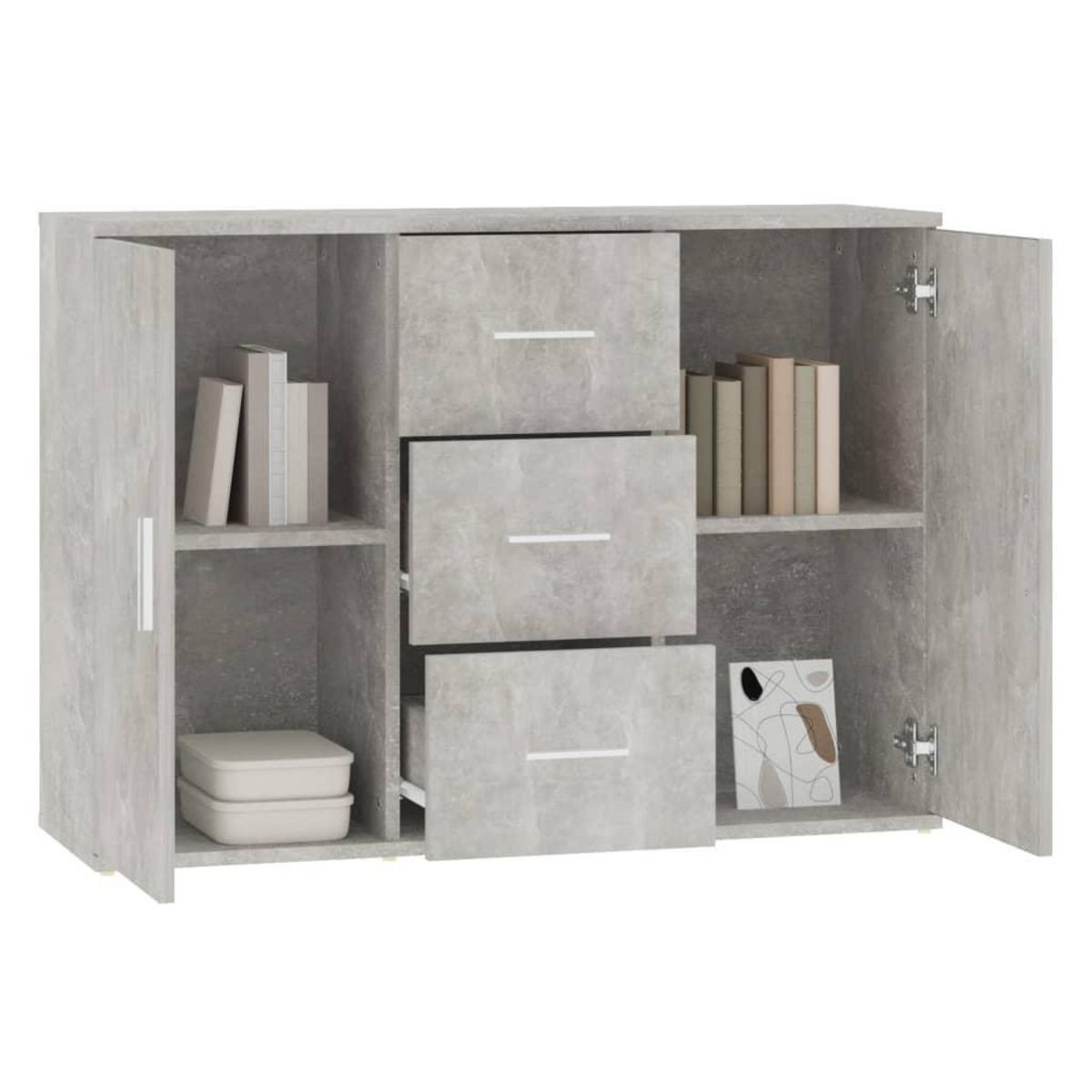 VIDAXL Buffet Gris beton 91x29,5x65 cm Bois d'ingenierie