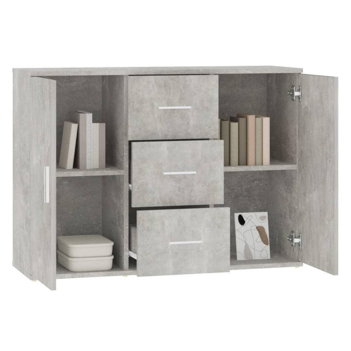VIDAXL Buffet Gris beton 91x29,5x65 cm Bois d'ingenierie