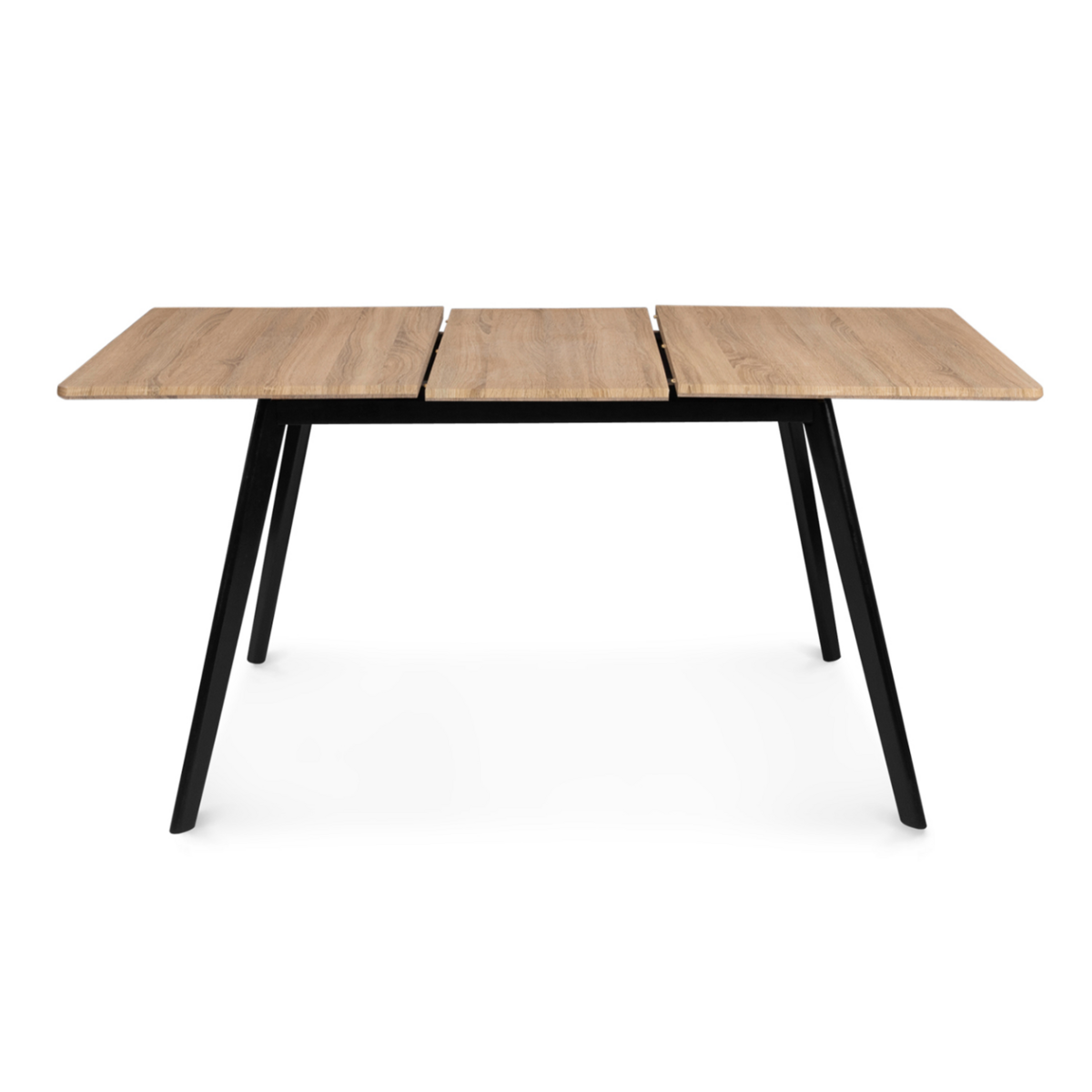 ID MARKET Table scandinave extensible rectangle INGA 4-8 personnes plateau bois pieds noirs 120-160 cm