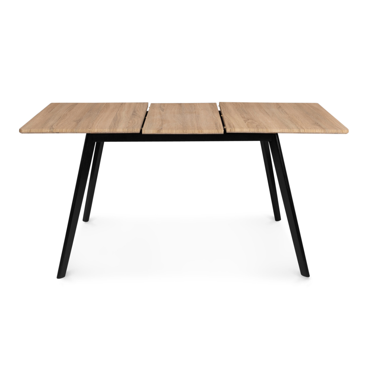 ID MARKET Table scandinave extensible rectangle INGA 4-8 personnes plateau bois pieds noirs 120-160 cm