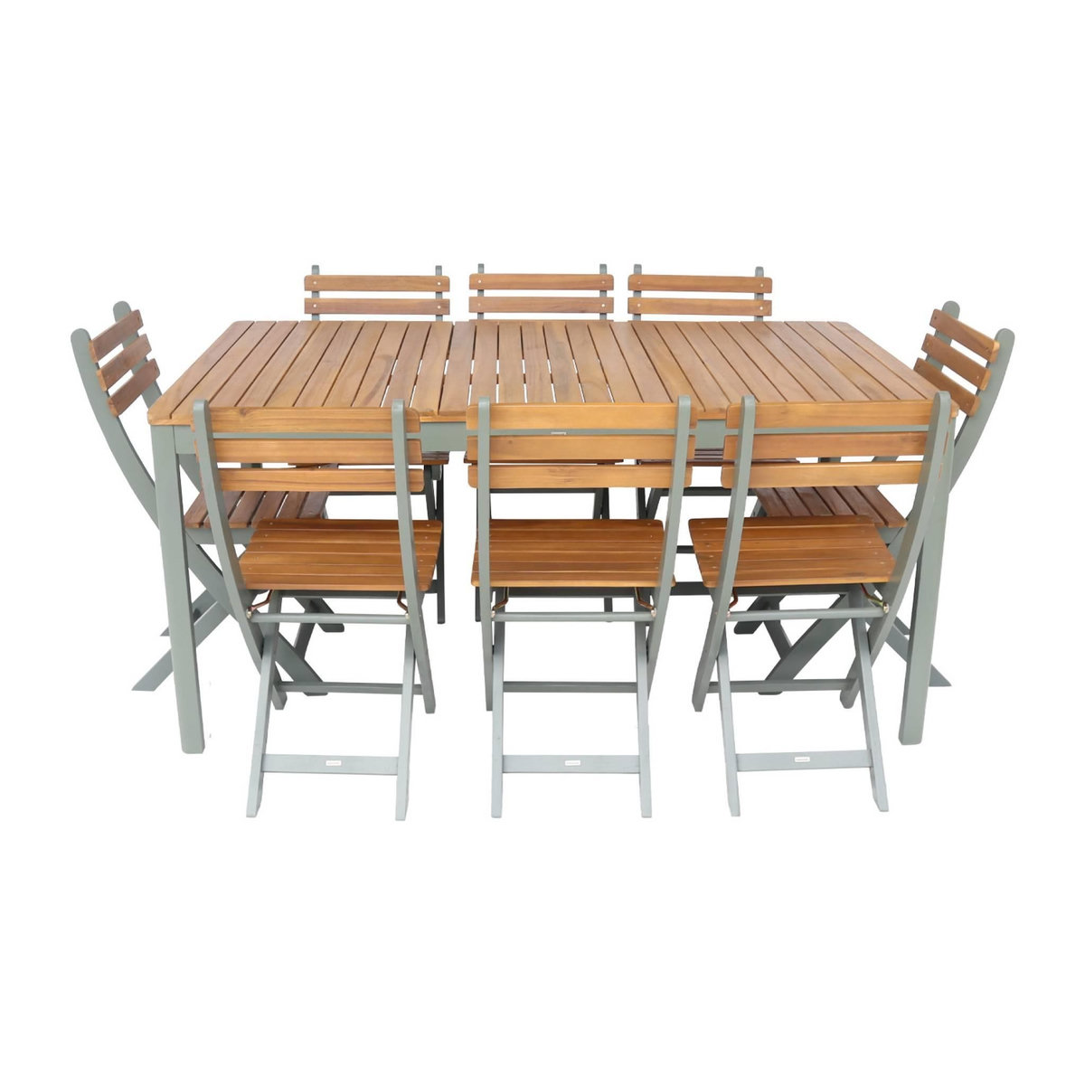 SWEEEK Table de jardin acacia avec coins arrondis, 8 chaises, 160 x 90 x 75 cm