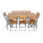 Voir la diapositive 4 : SWEEEK Table de jardin acacia avec coins arrondis, 8 chaises, 160 x 90 x 75 cm
