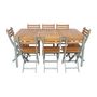 Voir la diapositive 4 : SWEEEK Table de jardin acacia avec coins arrondis, 8 chaises, 160 x 90 x 75 cm