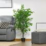 Voir la diapositive 2 : HOMCOM HOMCOM Arbre artificiel plante artificielle ficus H.1,35 m tronc branches liane lichen feuilles grand réalisme pot inclus