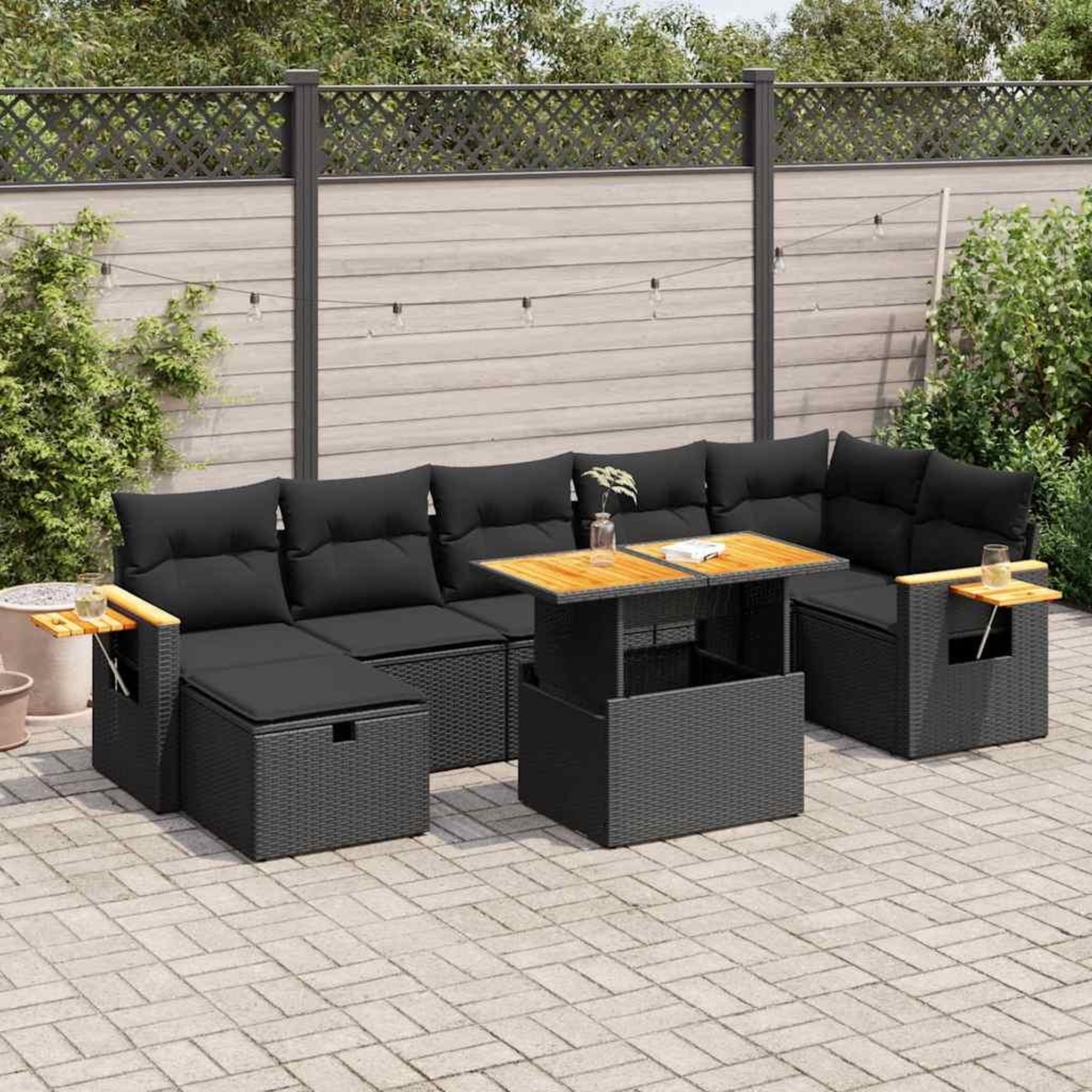 VIDAXL Salon de jardin 5 pcs avec coussins noir resine tressee