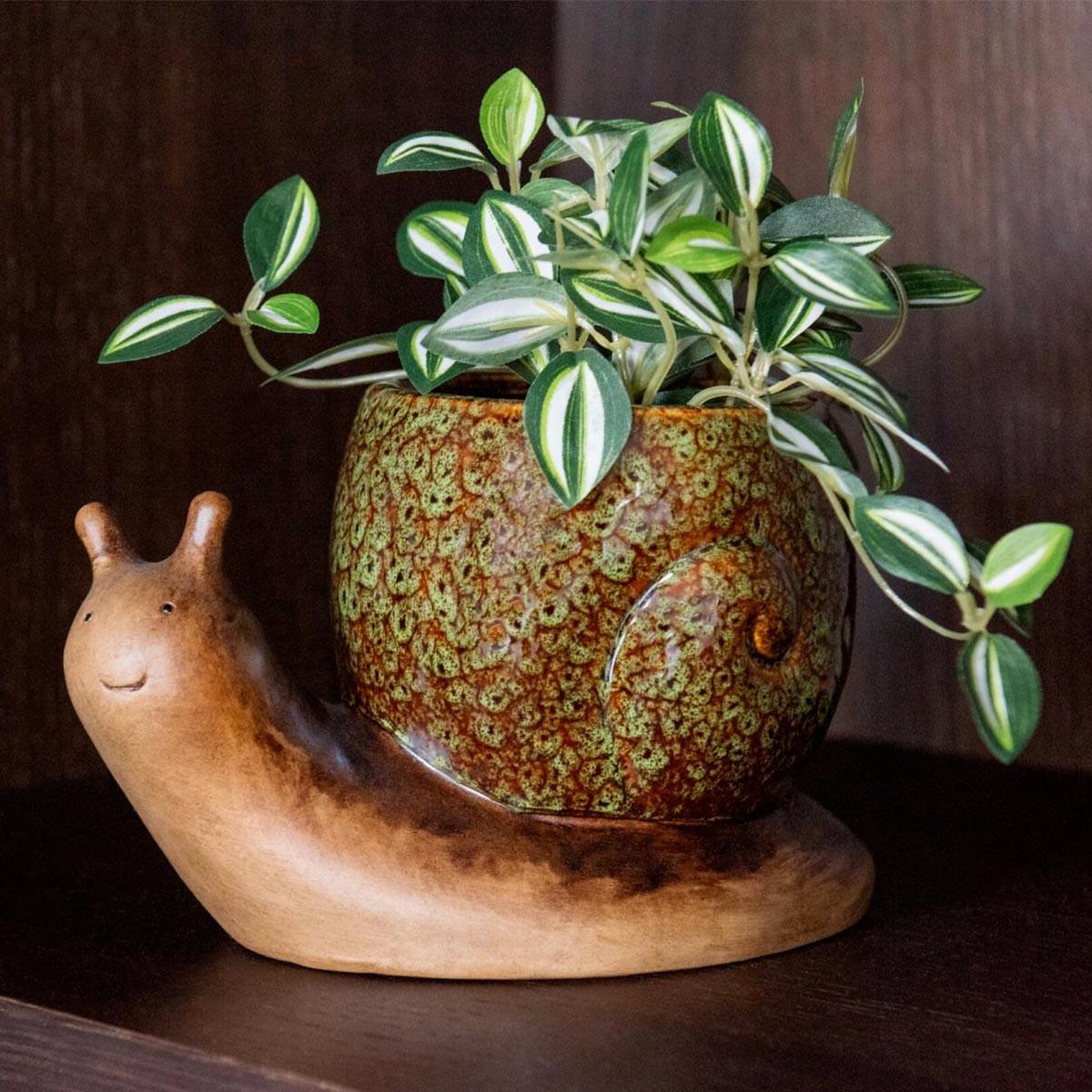 Voir la diapositive 4 : J-LINE Cache-Pot Escargot en Grès  Solal  20cm Multicolore