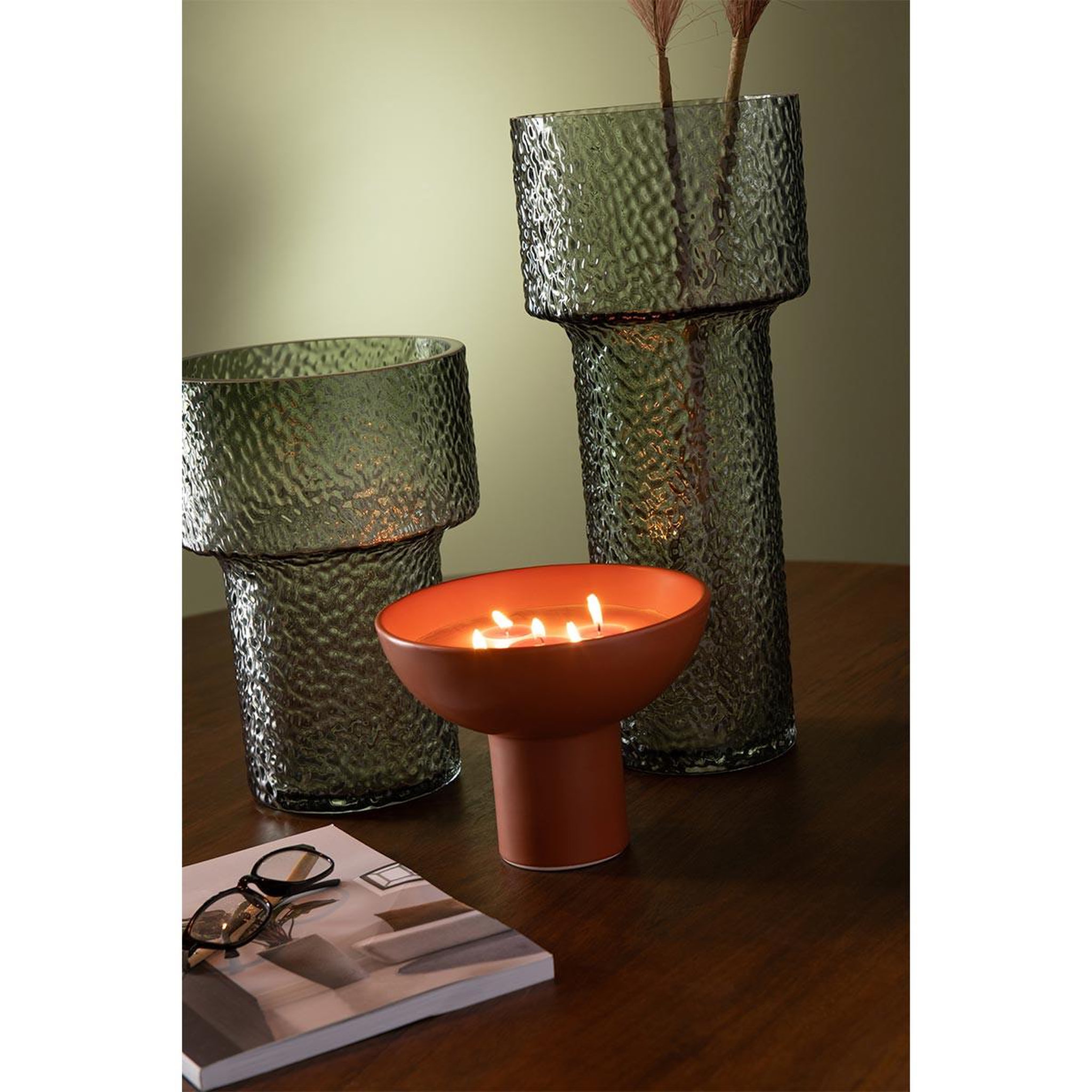 Voir la diapositive 5 : J-LINE Vase design en verre  betty  30cm vert