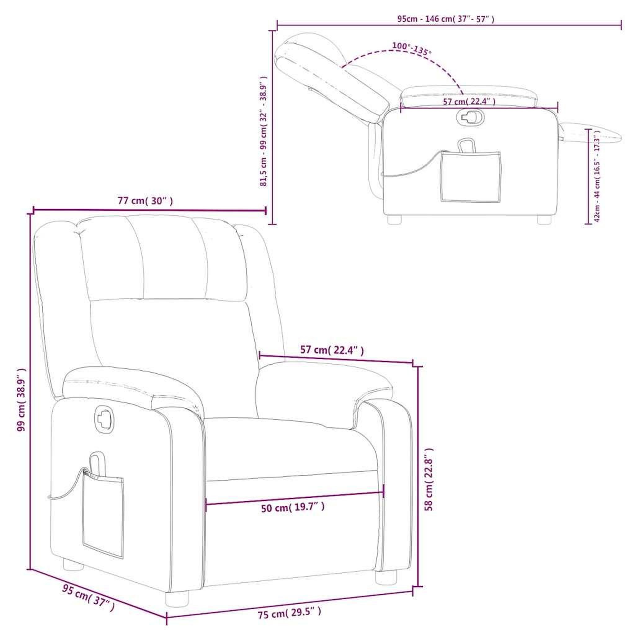 Voir la diapositive 6 : VIDAXL Fauteuil de massage inclinable Rouge bordeaux Tissu