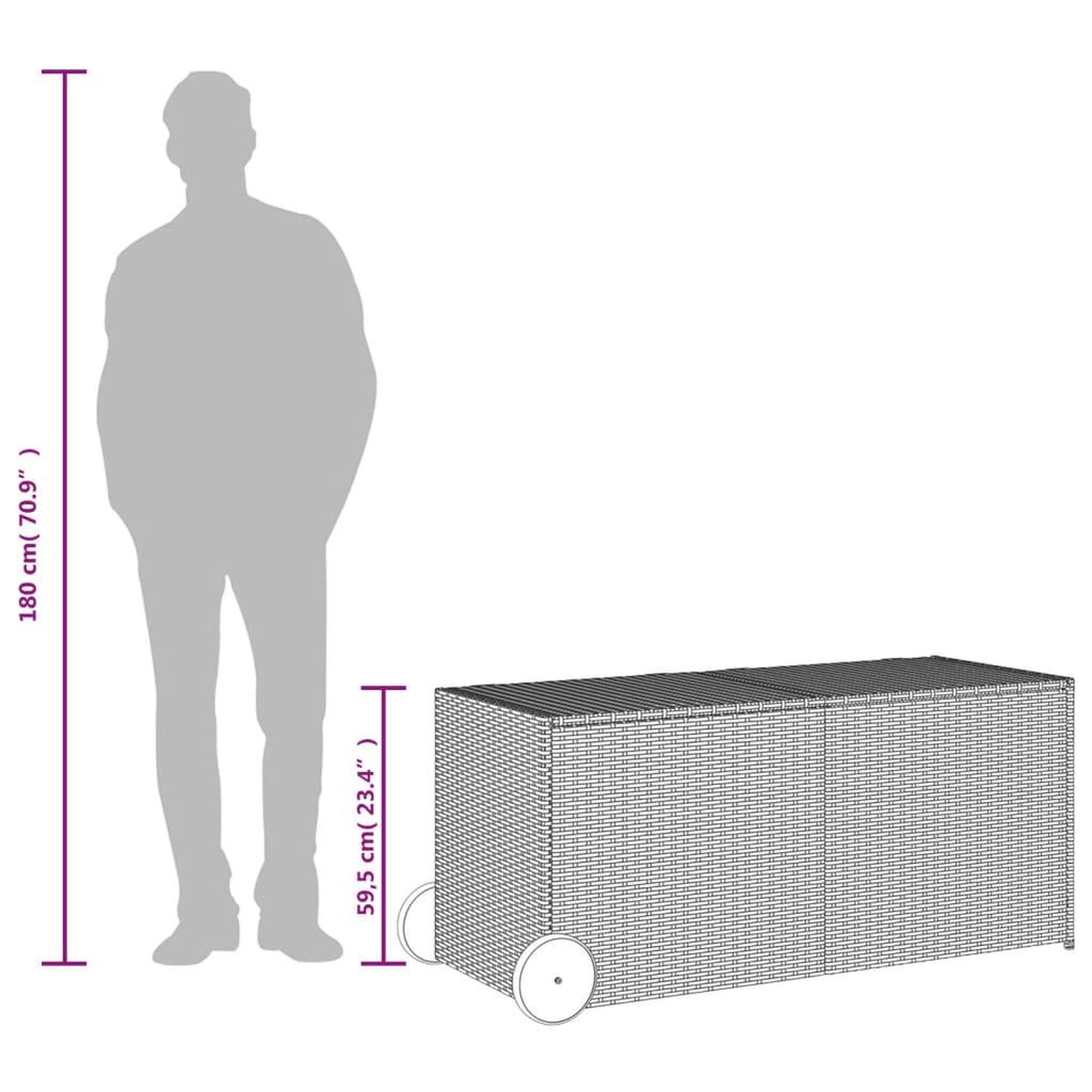 Voir la diapositive 6 : VIDAXL Boîte de rangement de jardin et roues noir 283L resine tressee