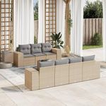 VIDAXL Salon de jardin avec coussins 8 pcs beige resine tressee