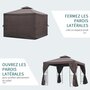OUTSUNNY Tonnelle barnum style colonial double toit toiles latérales amovibles 2,95L x 2,95l x 2,65H m chocolat noir