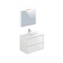 Voir la diapositive 2 : Meuble de salle de bain 1 vasque 2 tiroirs et miroir LED L80cm MILA