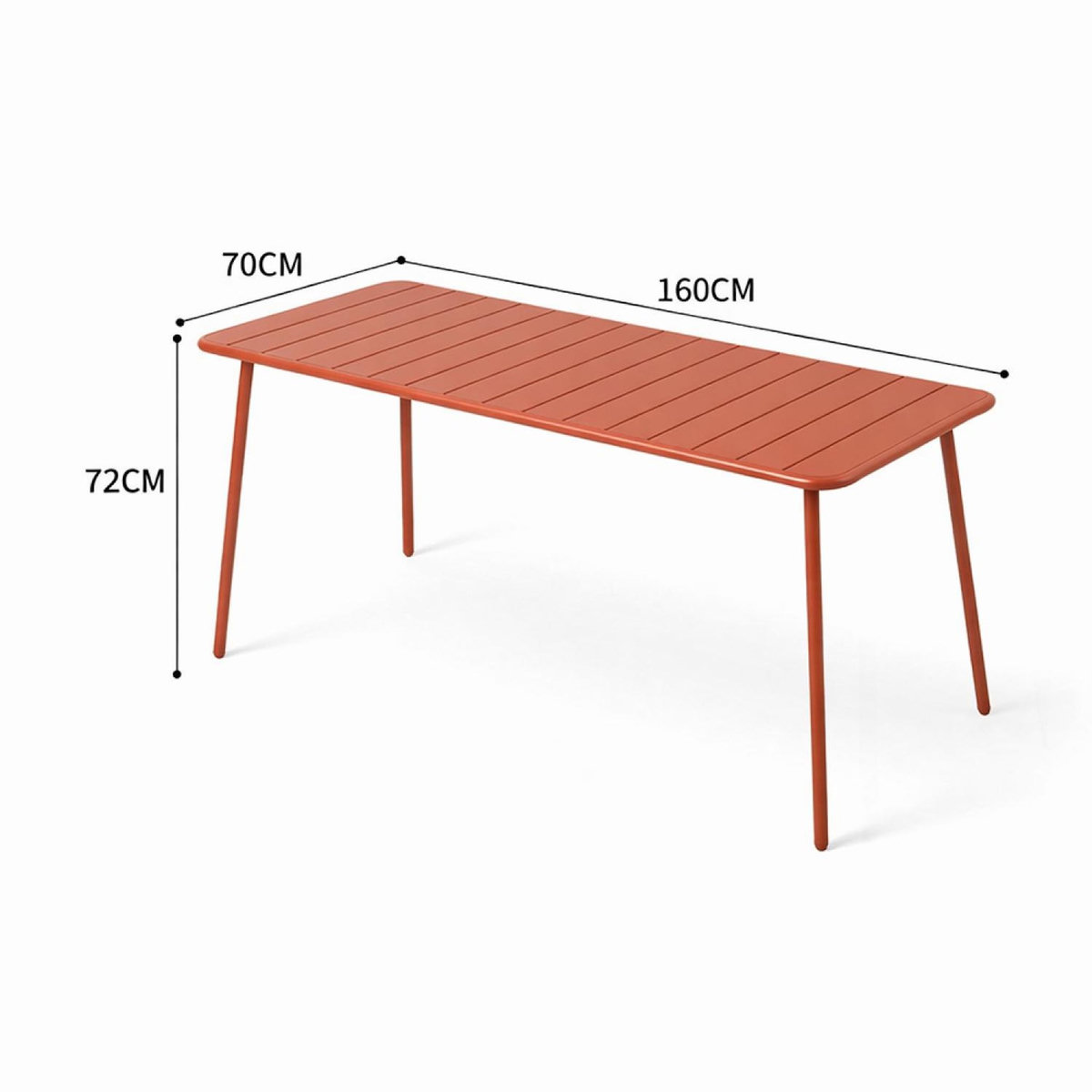 CONCEPT USINE Ensemble table de jardin 160 cm et 6 chaises terracotta BERGAME