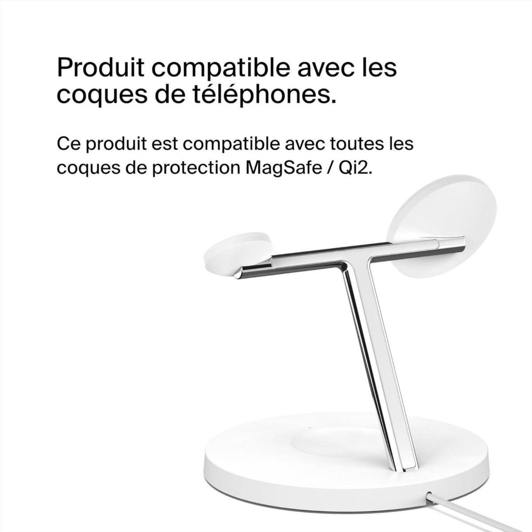 Voir la diapositive 2 : Belkin Chargeur induction Qi2 Blanc 3 en 1