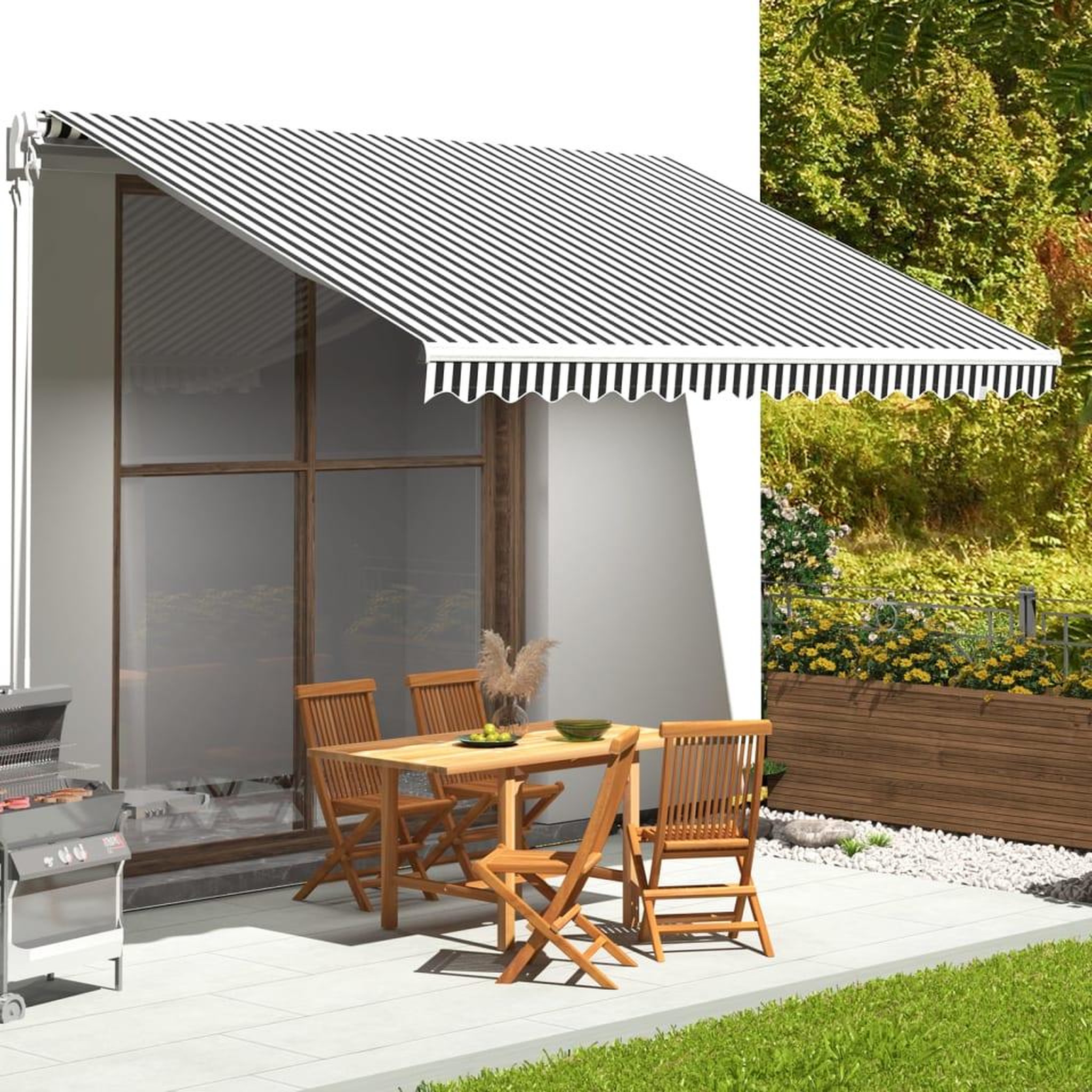 Voir la diapositive 1 : VIDAXL Tissu de remplacement pour auvent Anthracite et blanc 4,5x3,5 m