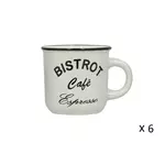 Lot de 6 tasses à café 14 cl en grès BISTROT expresso Blanc. Coloris disponibles : Blanc