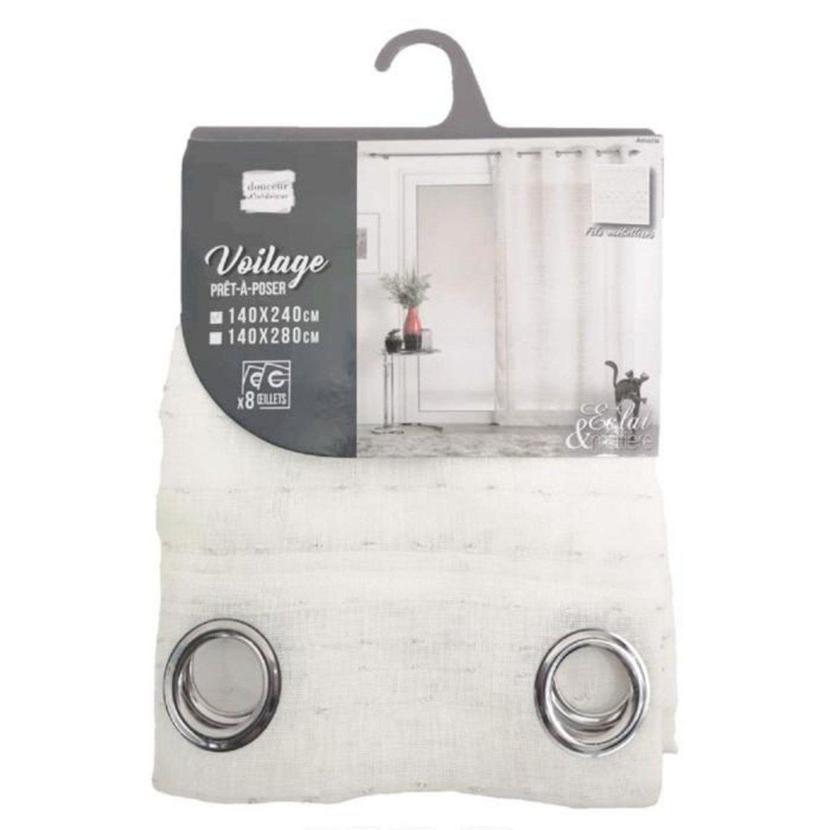Paris Prix Rideau Voilage à Œillets  Amazia  140x240cm Blanc