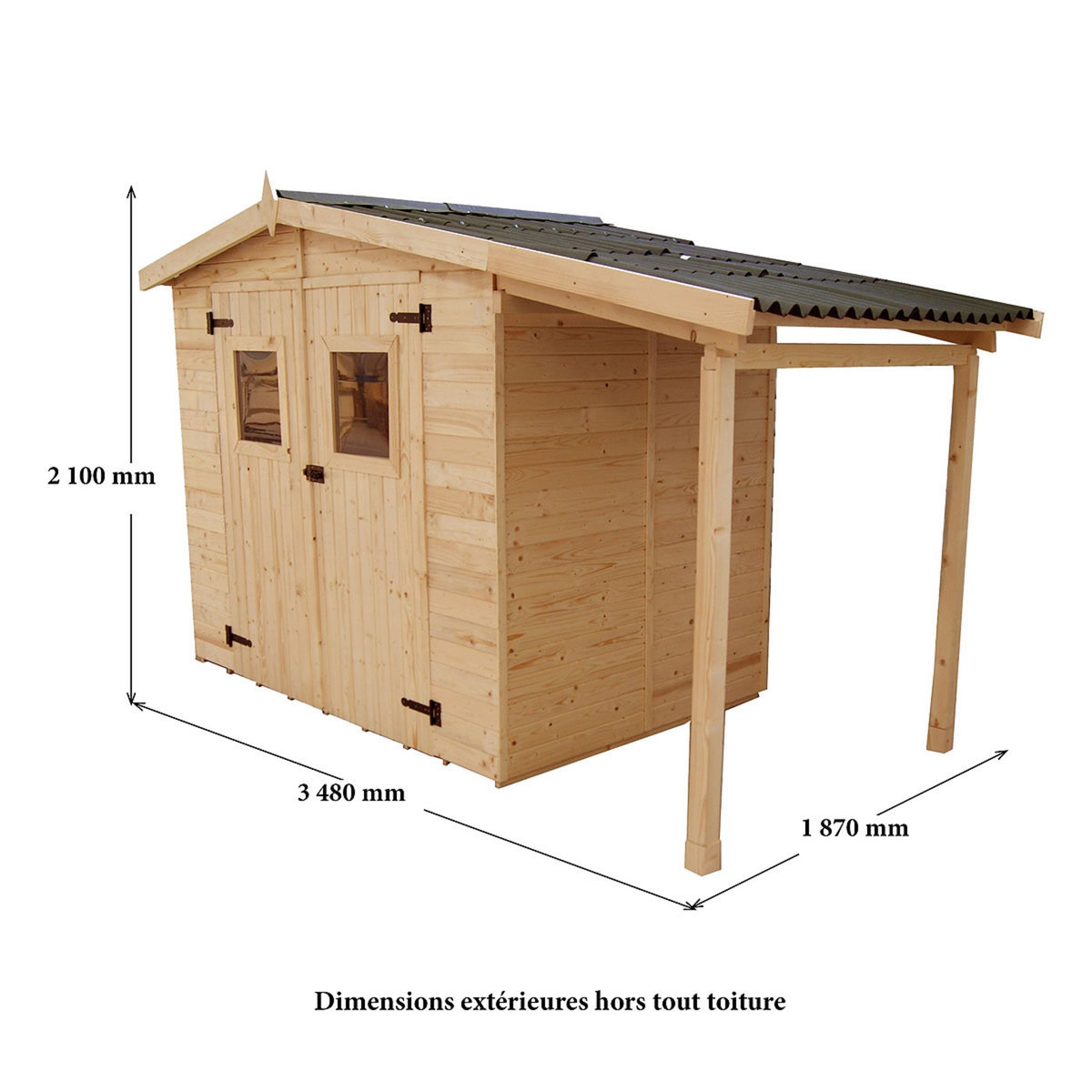 Abri de jardin bois - 3,7m² - KALVIA