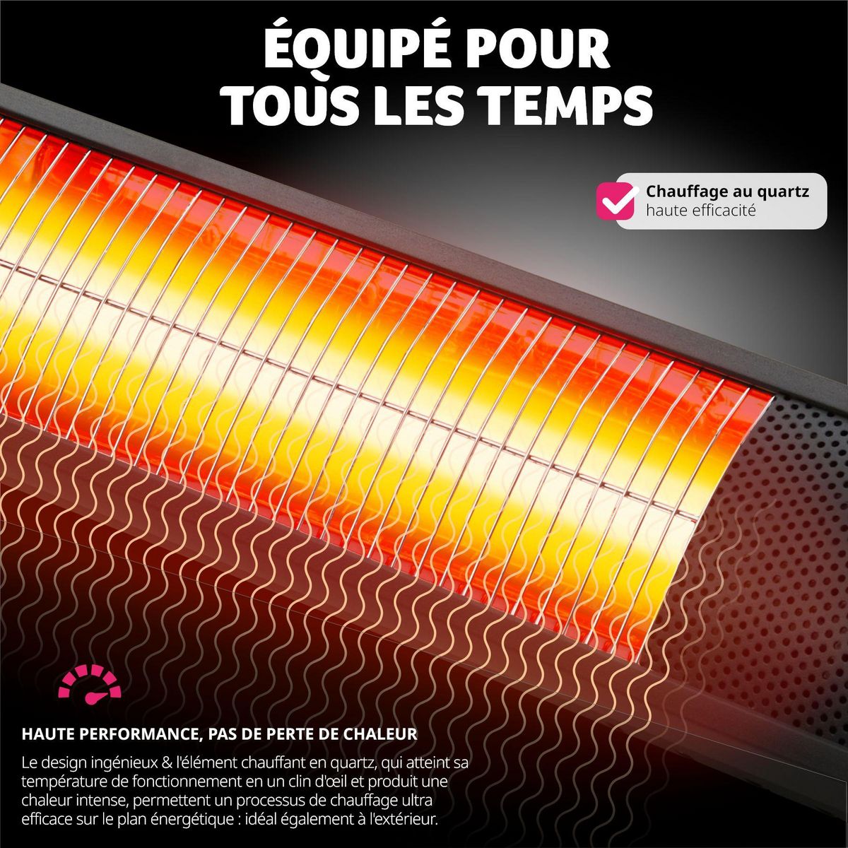 tectake Radiateur infrarouge 3 niveaux de puissance, 1000, 2000 et 3000 W noir