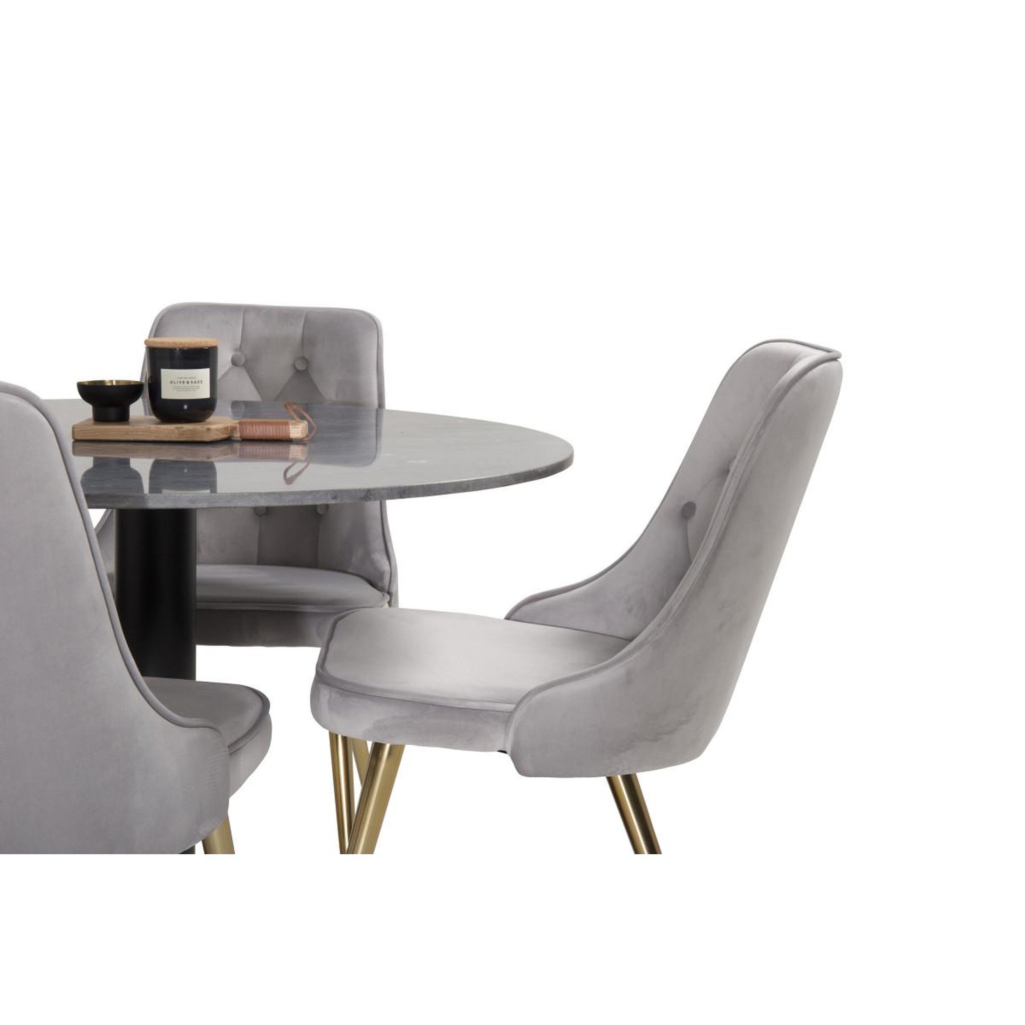 Voir la diapositive 3 : Paris Prix Ensemble table à manger & 4 chaises  estelle i & deluxe ii  106cm gris foncé & gris