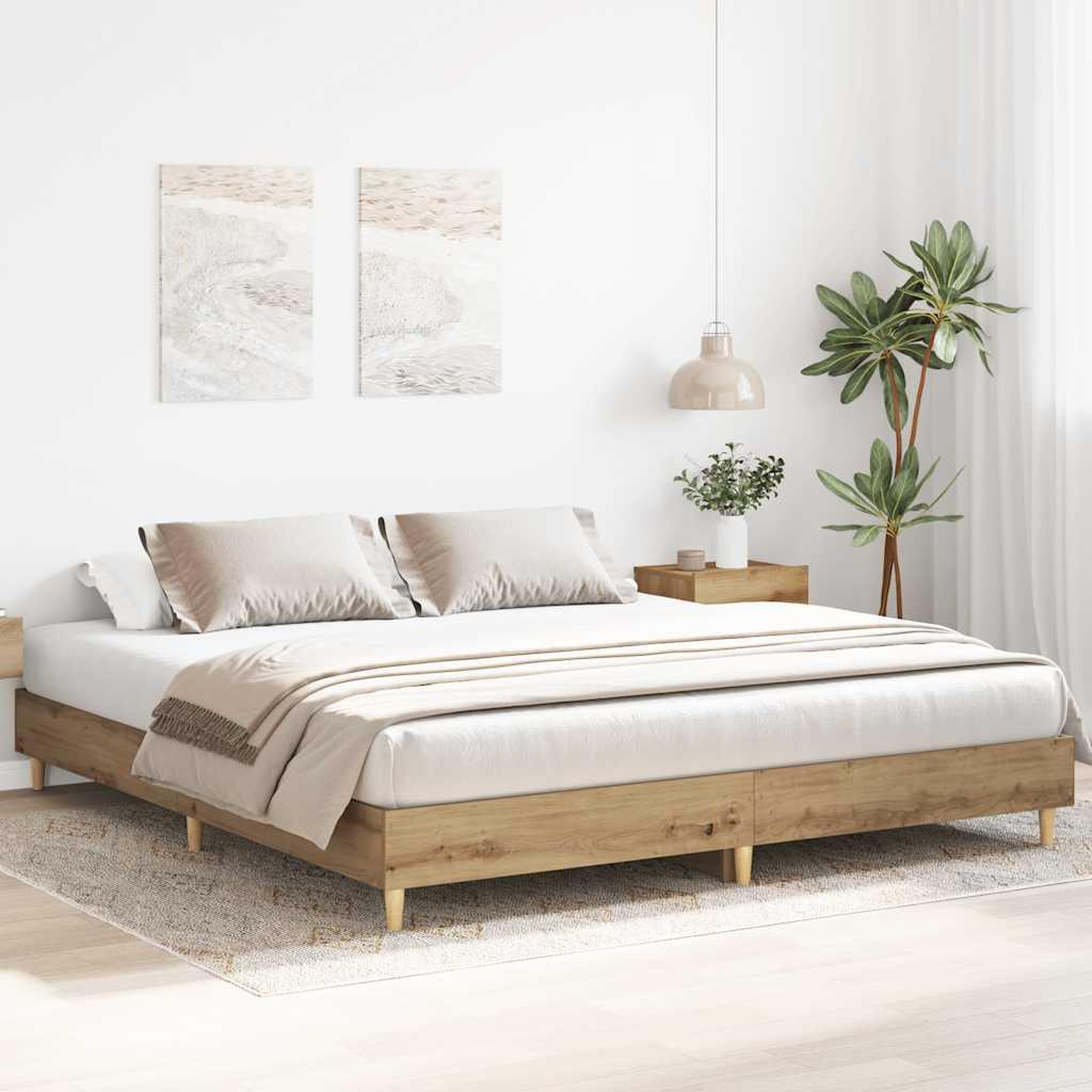 Voir la diapositive 3 : VIDAXL Cadre de lit sans matelas chene artisanal 180x200 cm