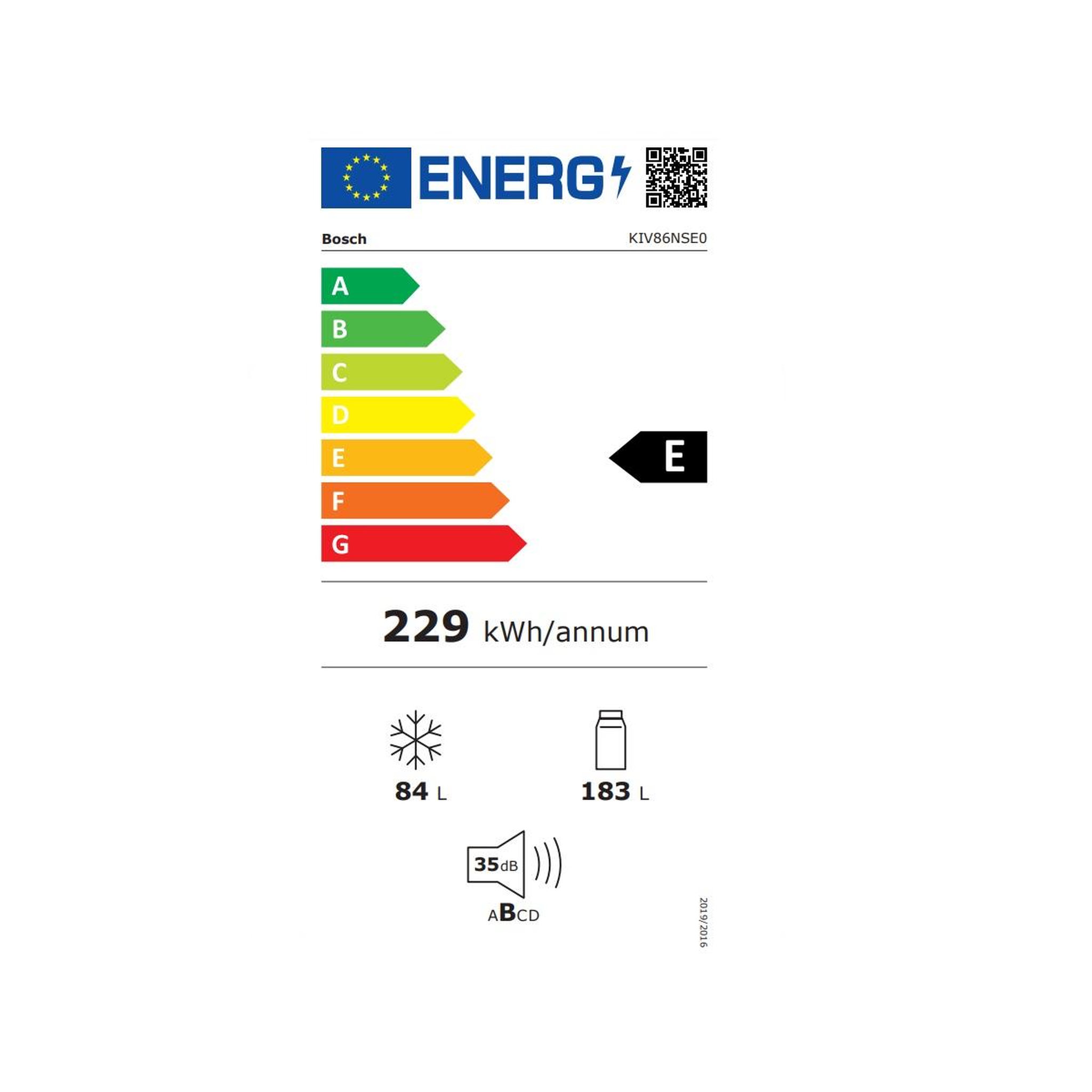 Voir la diapositive 2 : BOSCH Réfrigérateur combiné intégrable à glissières 267l blanc - kiv86nse0
