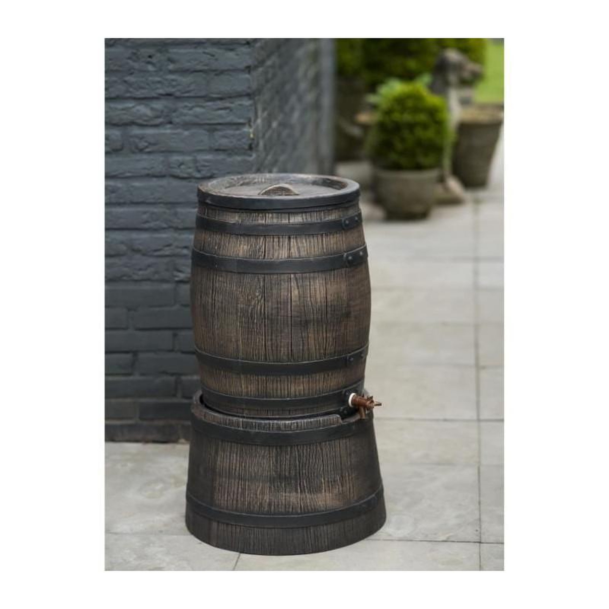 Voir la diapositive 3 : NATURE Nature Support de baril d'eau de pluie 30,5x58 cm Marron