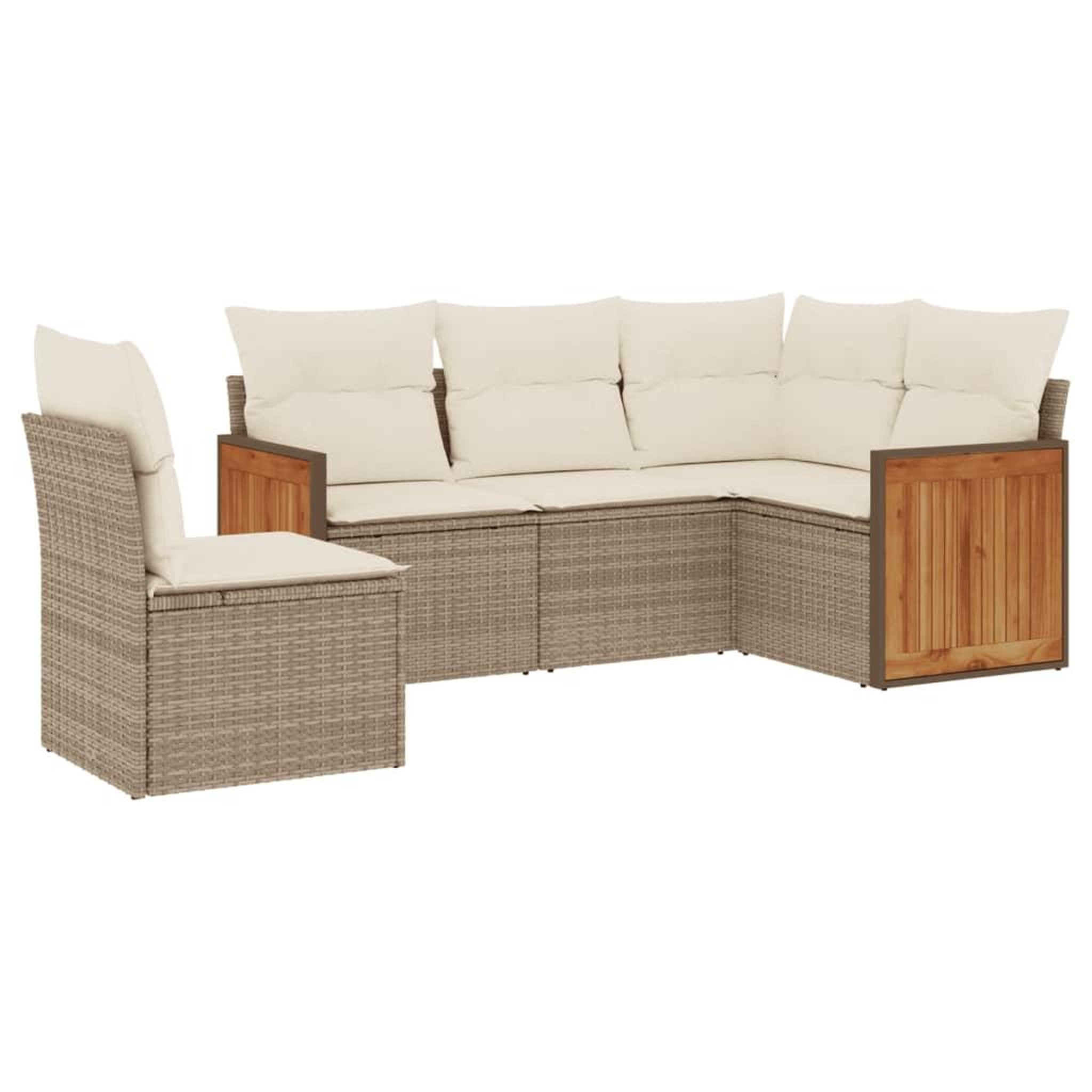 Voir la diapositive 2 : VIDAXL Salon de jardin avec coussins 5 pcs beige resine tressee