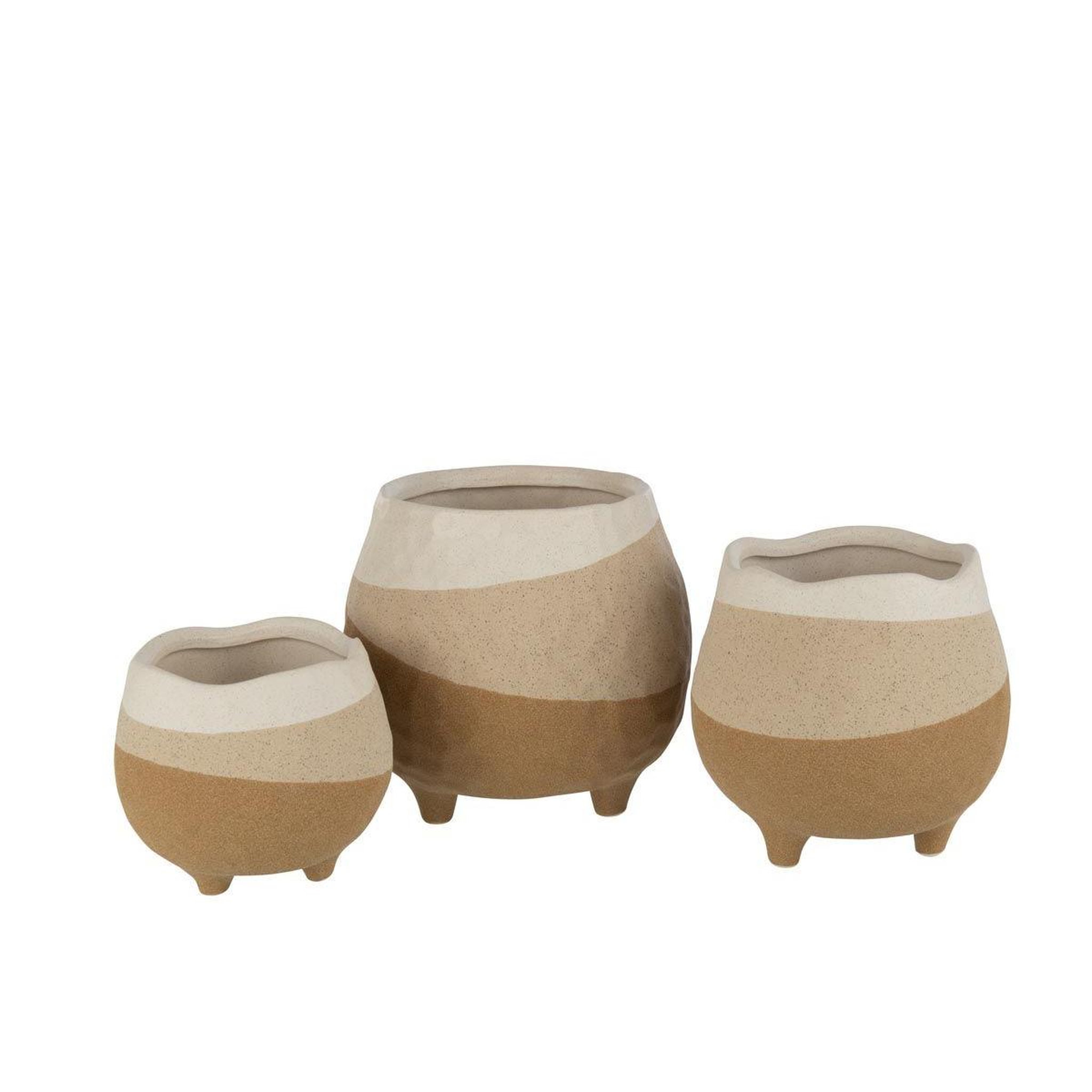 Voir la diapositive 2 : J-LINE Cache-Pot sur Pied  Charley  15cm Beige