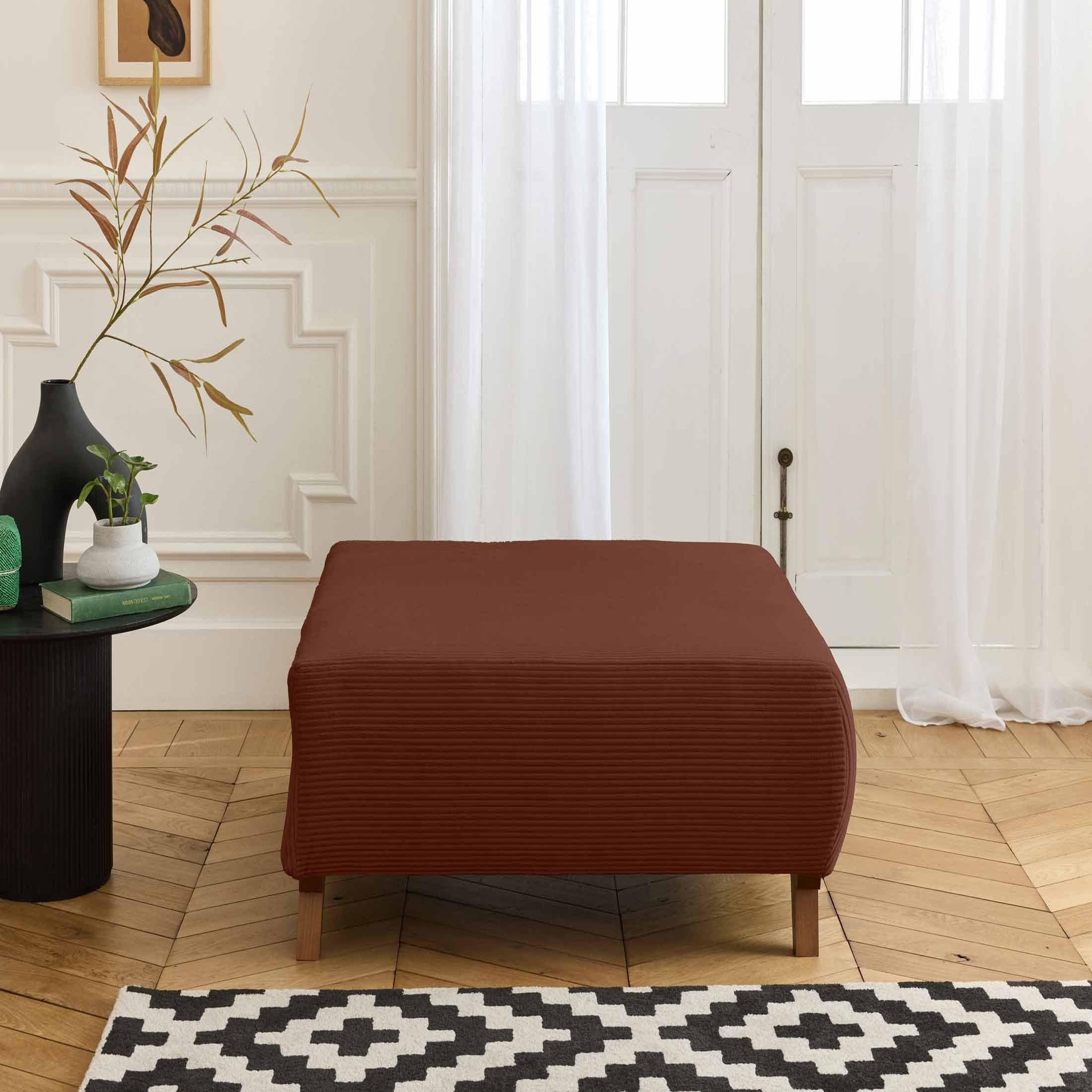 Voir la diapositive 2 : BEST MOBILIER Cristal - pouf modulable - 95 cm - en velours côtelé