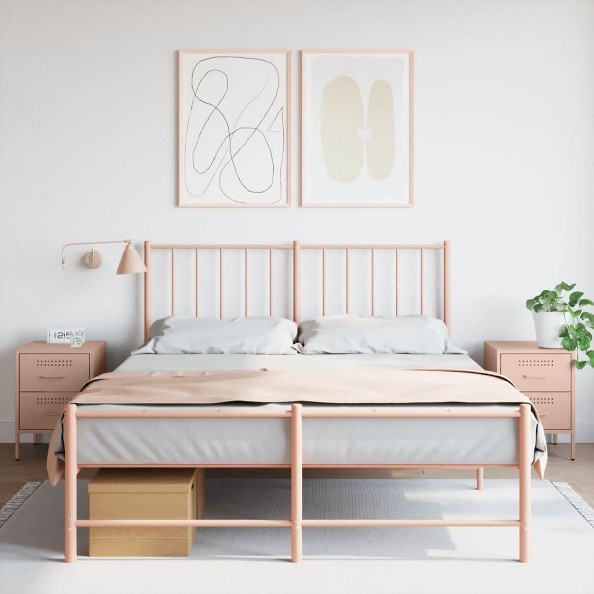 VIDAXL Tables de chevet 2 pcs rose 36x39x50,5 cm acier