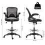 Voir la diapositive 3 : HOMCOM Fauteuil de bureau chaise de bureau assise haute réglable dim. 64L x 60l x 106-126H cm pivotant 360° maille respirante noir